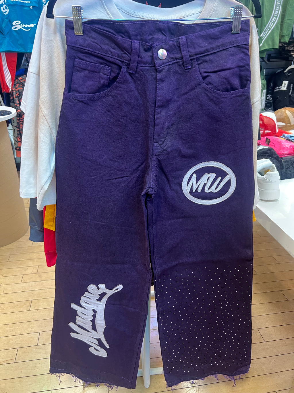 Mudgie Wear Rhinestone Barrel Jeans