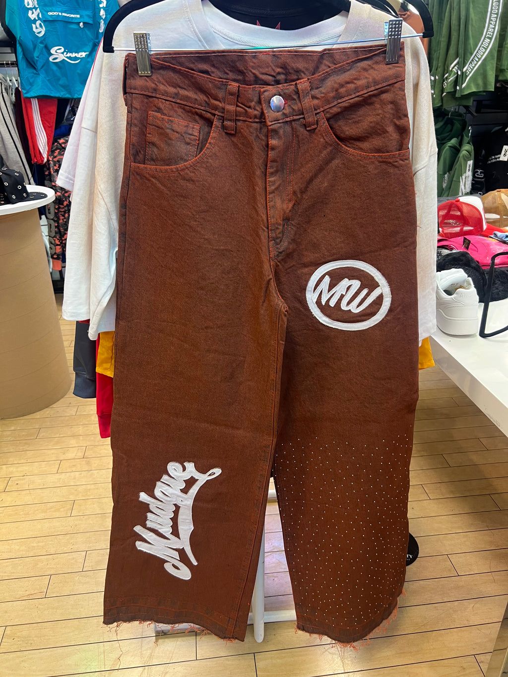Mudgie Wear Rhinestone Barrel Jeans