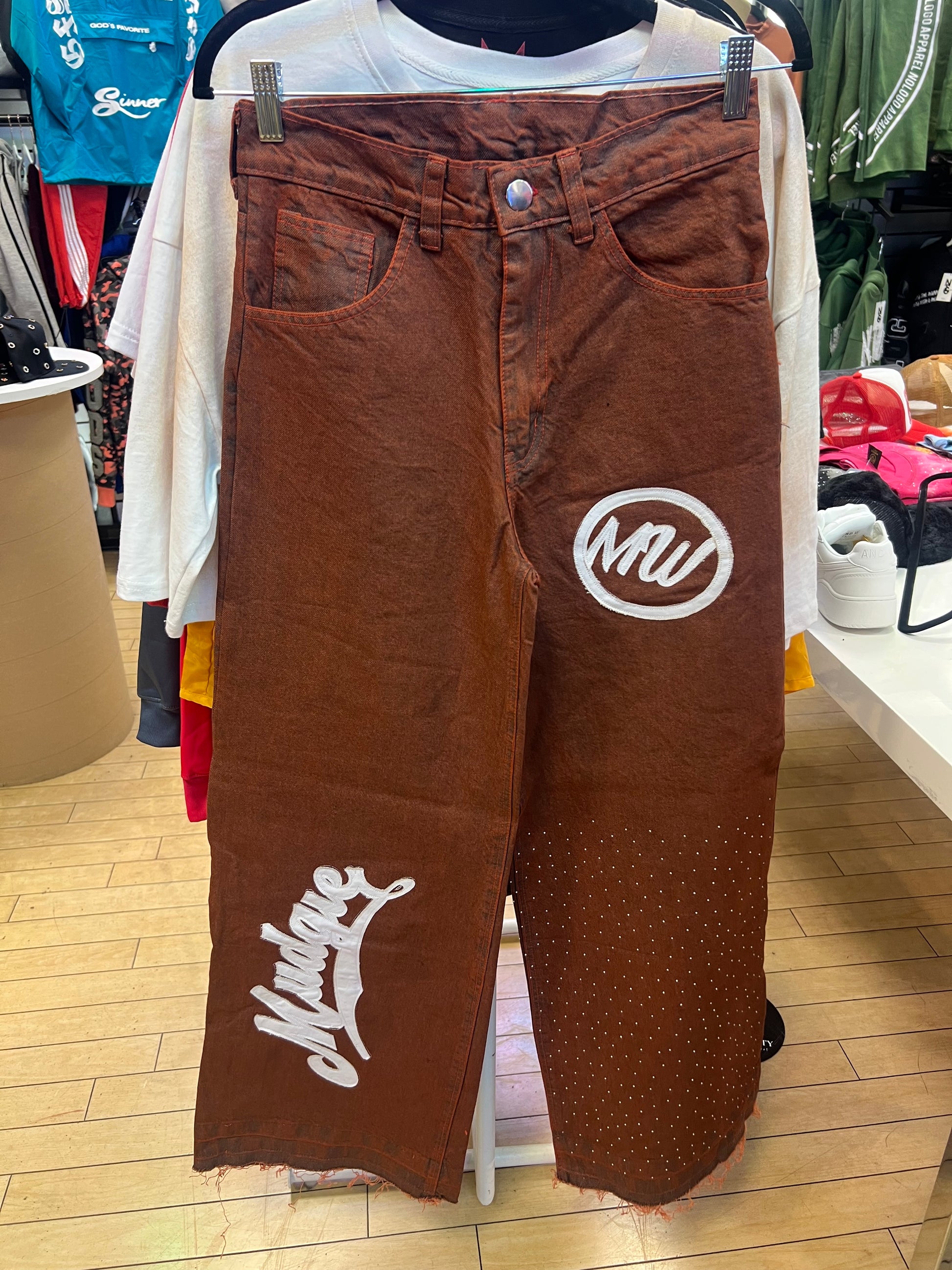 Mudgie Wear Rhinestone Barrel Jeans