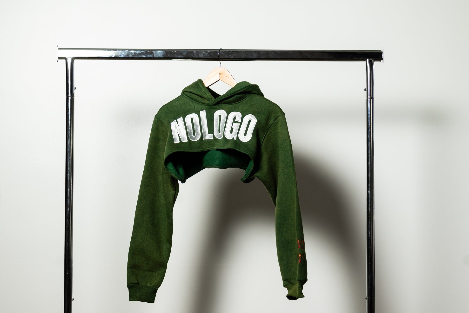 Green acid wash cropped hoodie