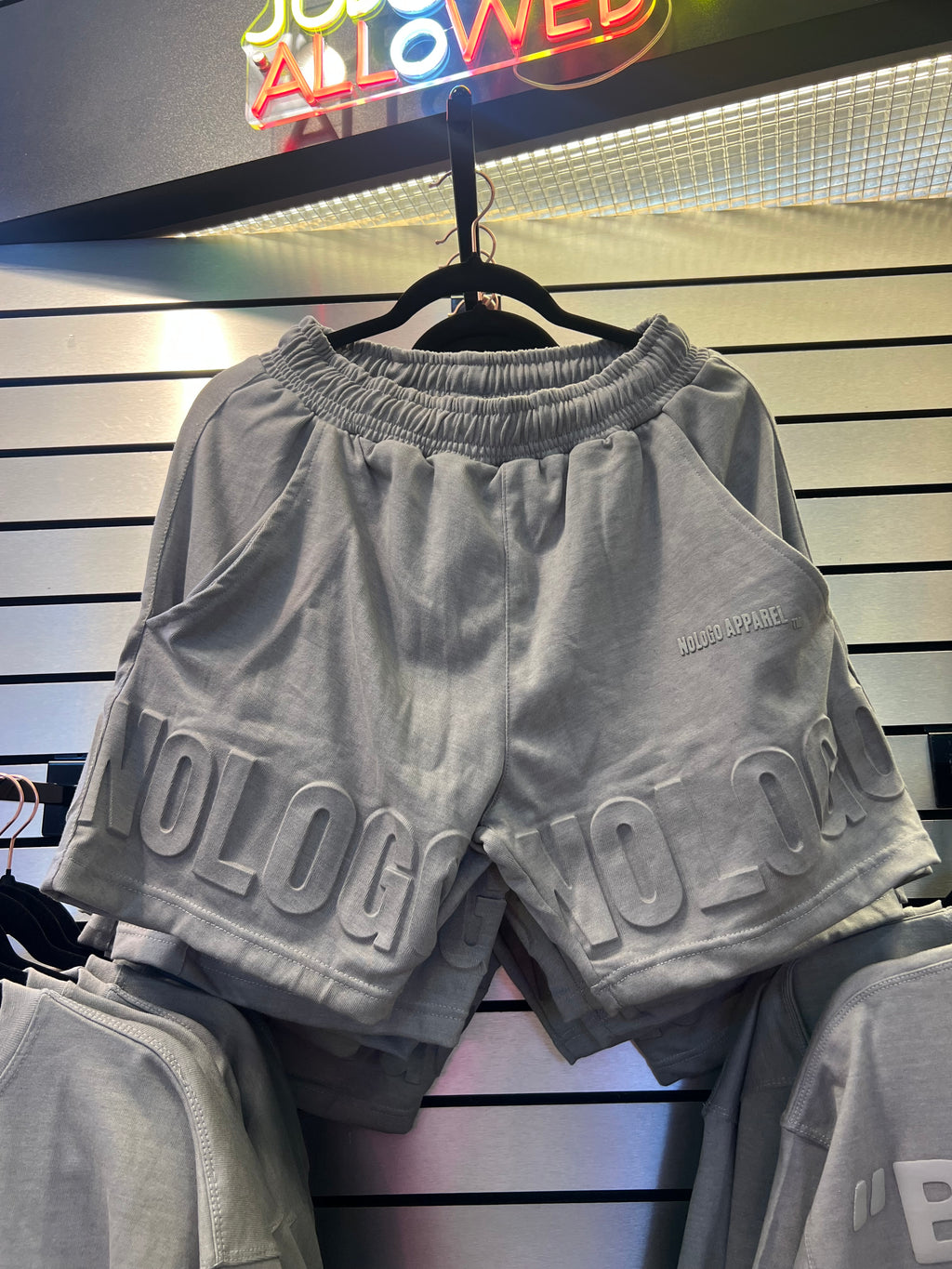 NoLogo Embossed Grey Shorts
