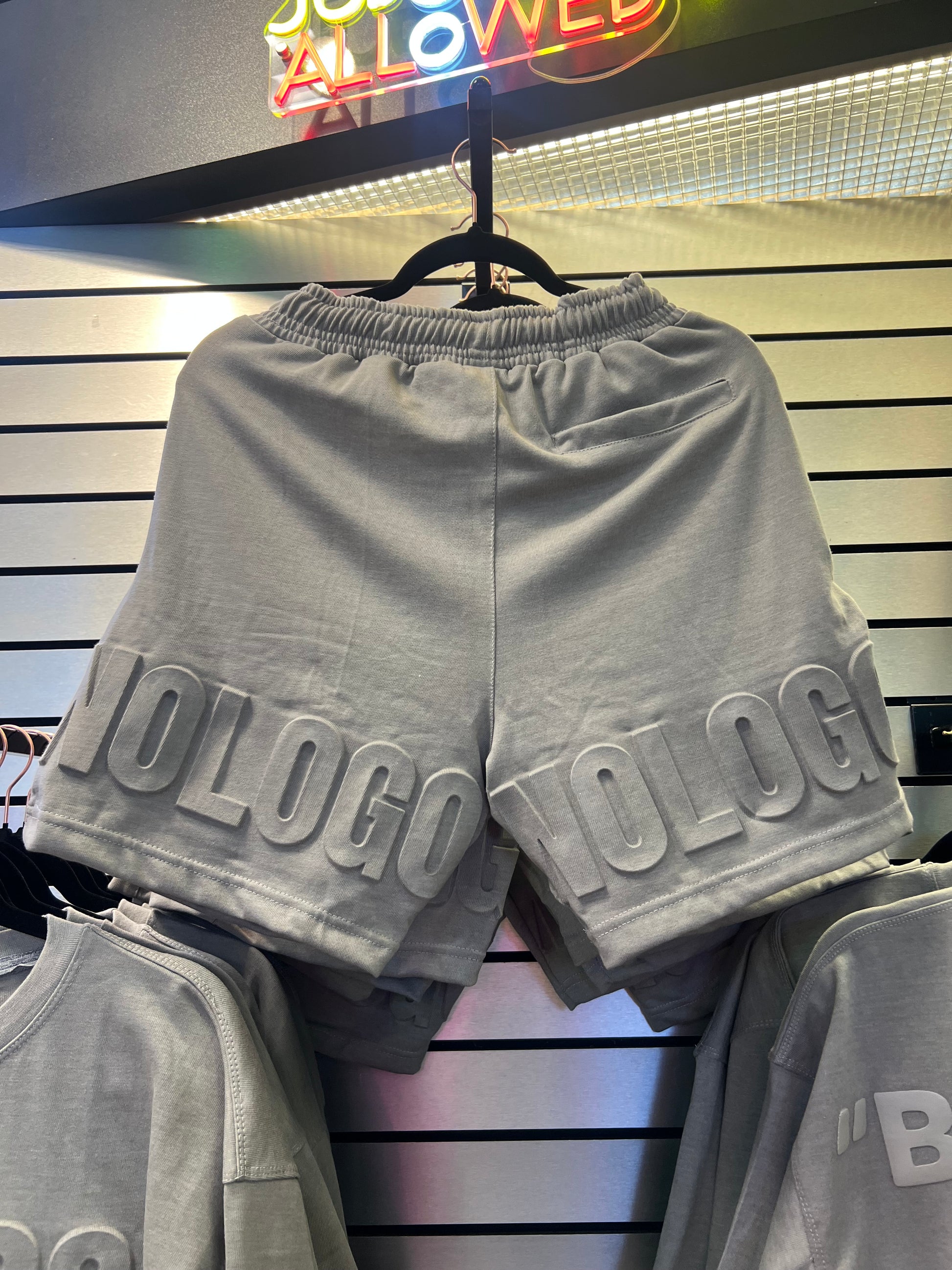 NoLogo Embossed Grey Shorts